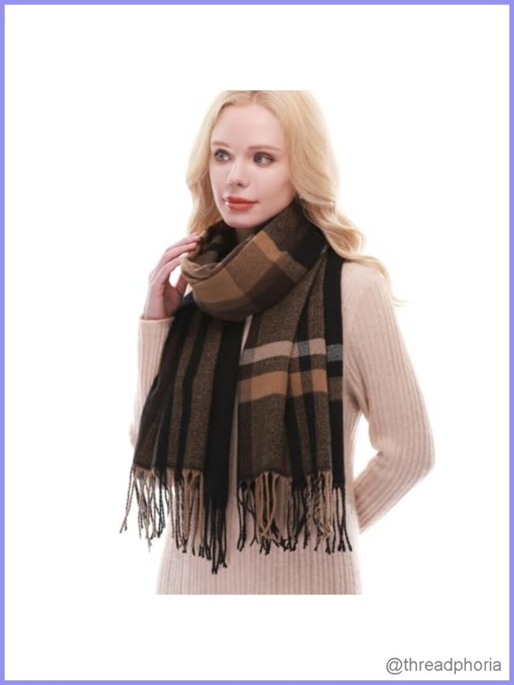 Warm Plaid Oversized Scarf Shawl Wrap for Women Fall Winter Soft